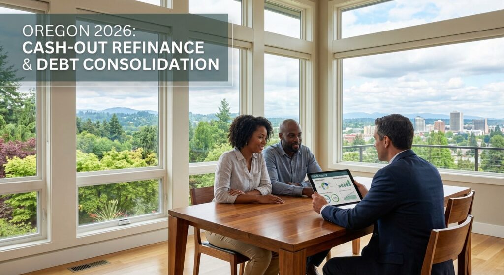Oregon homeowner reviewing cash out refinance and debt consolidation options for long term financial planning