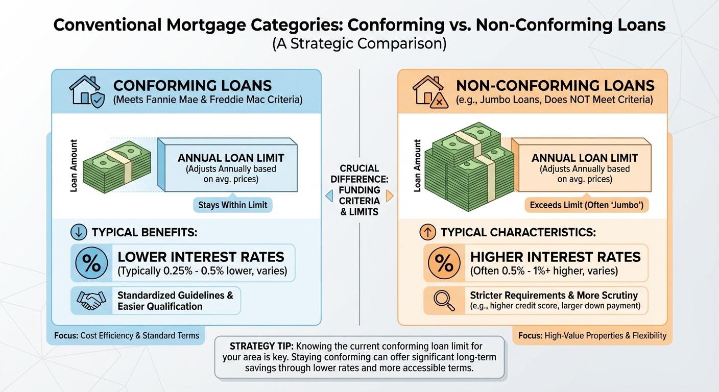 Create a professional infographic about this content. Context: When exploring a conventional mortgag
