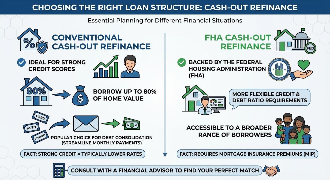 Create a professional infographic about this content. Context: Choosing the right loan structure is