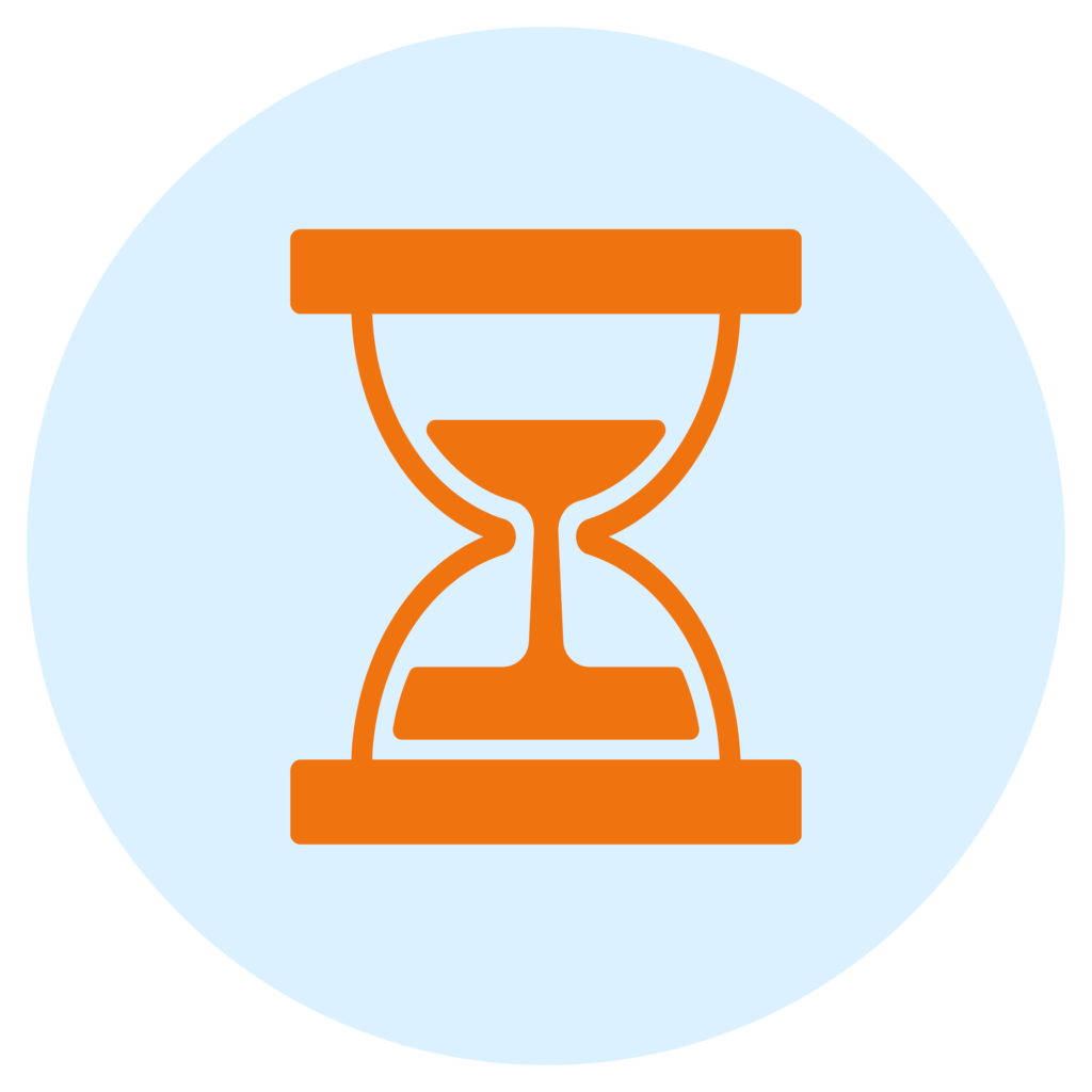 Hourglass icon representing timeline flexibility with an adjustable-rate mortgage