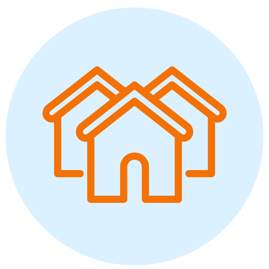 Home icons representing an FHA Streamline refinance