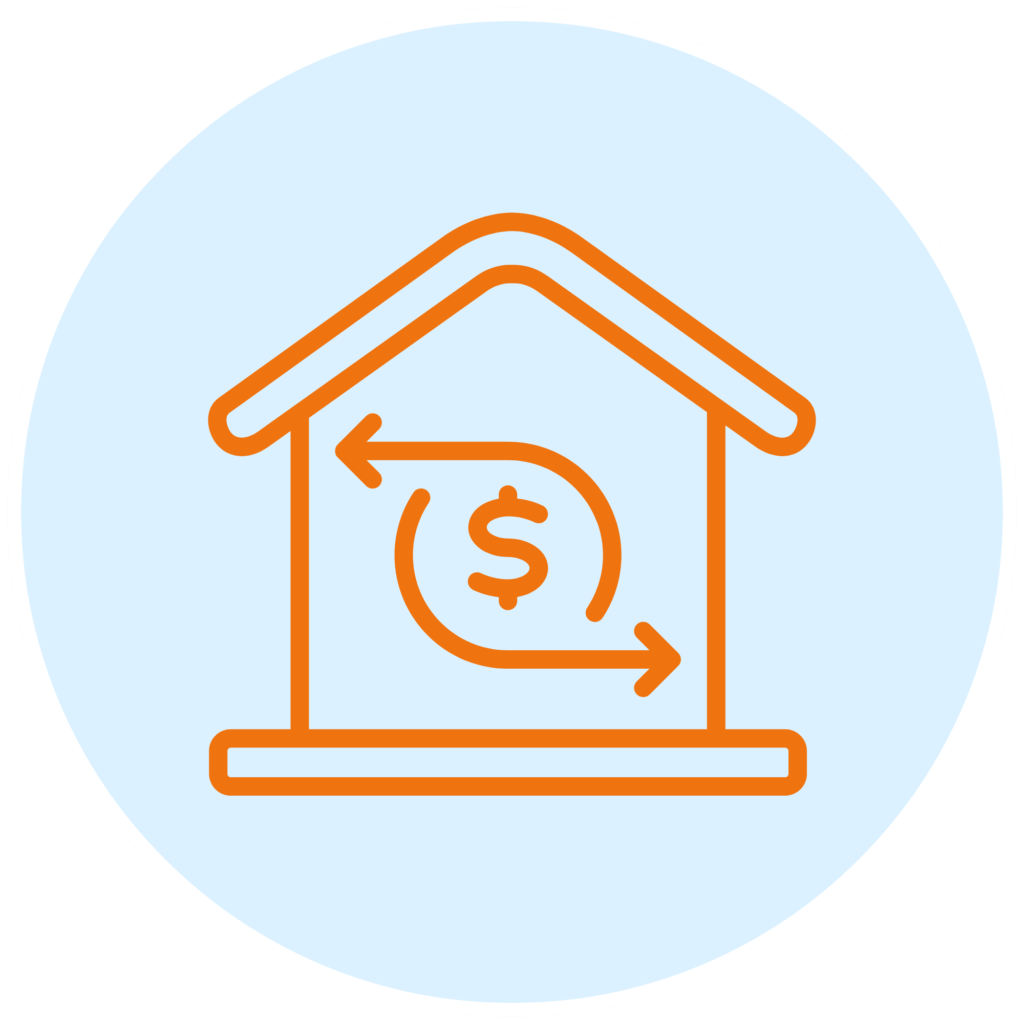 House and dollar symbol icon representing a mortgage refinance analysis