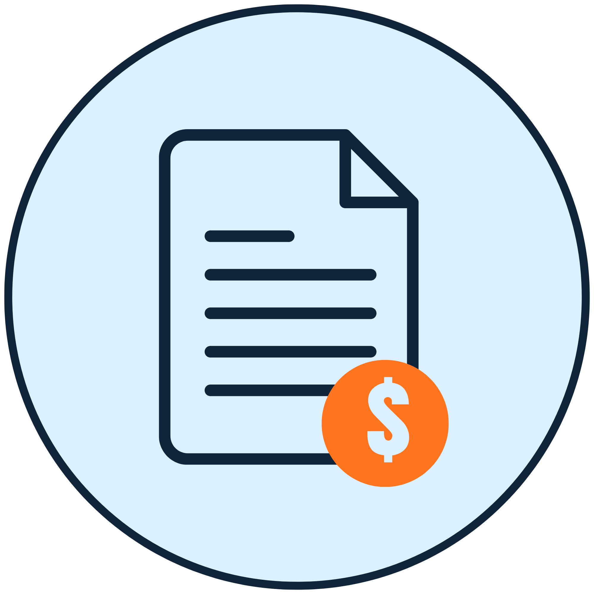 Property document and cost icon representing changing property taxes, homeowners insurance, and HOA dues