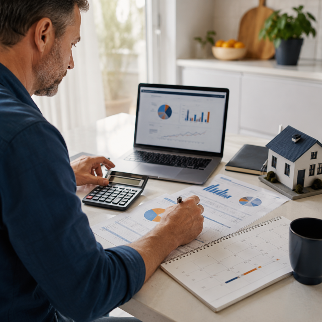 Homeowner calculating the break-even point for a mortgage refinance