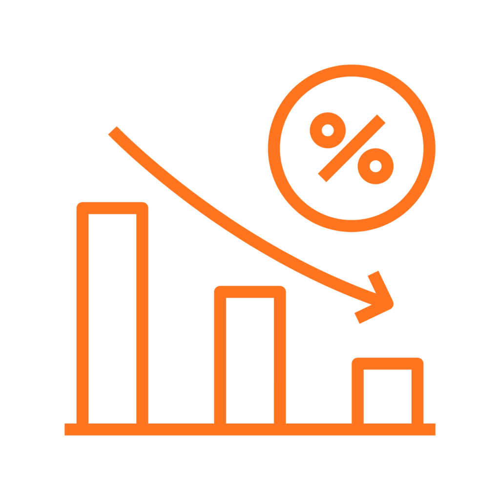 Declining rate icon representing lower interest rates or adjusted VA loan terms