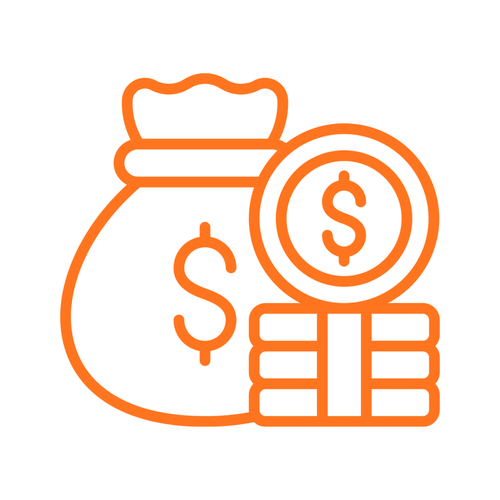 Money bag and coins icon representing asset reserve requirements for alternative document loans.