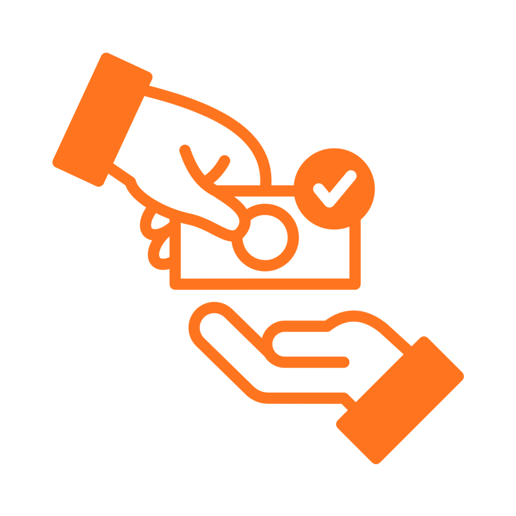 Hand and payment icon representing higher down payment requirements for alternative document loans.