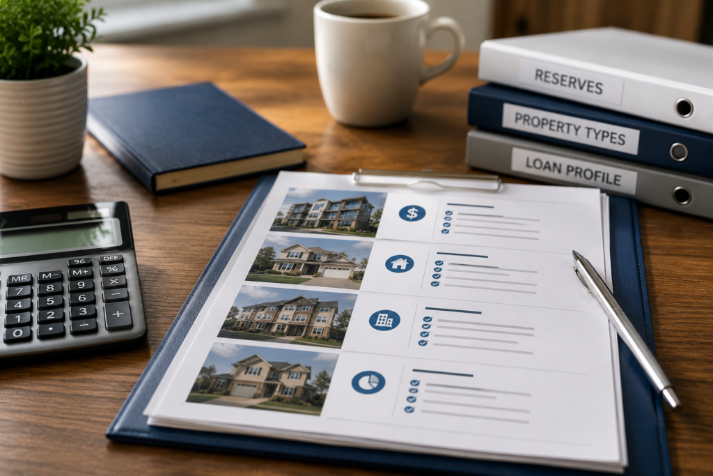 Rental property financing documents representing DSCR program flexibility based on reserves, property type, and loan profile