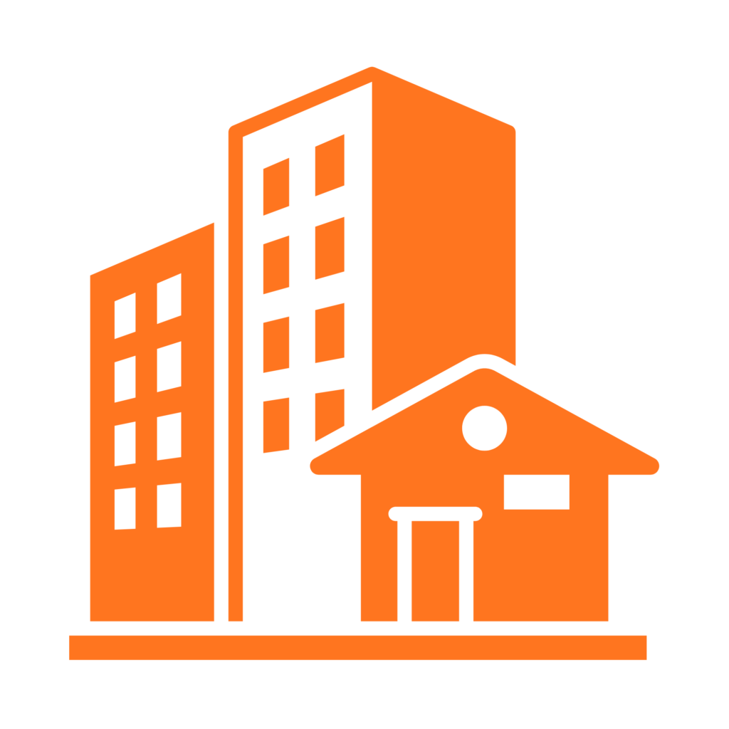 House and building icon representing property type and occupancy for home equity loan or HELOC eligibility.