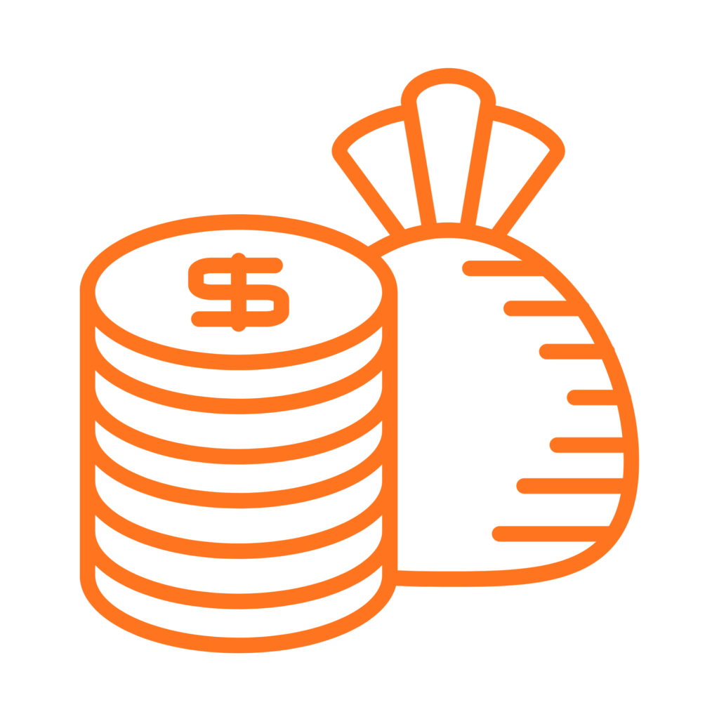 Coins and savings bag icon representing asset reserves for jumbo loan qualification