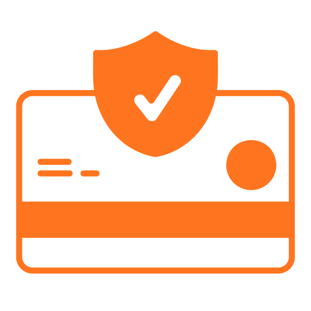 Shield and credit card icon representing strong credit history for jumbo loan qualification