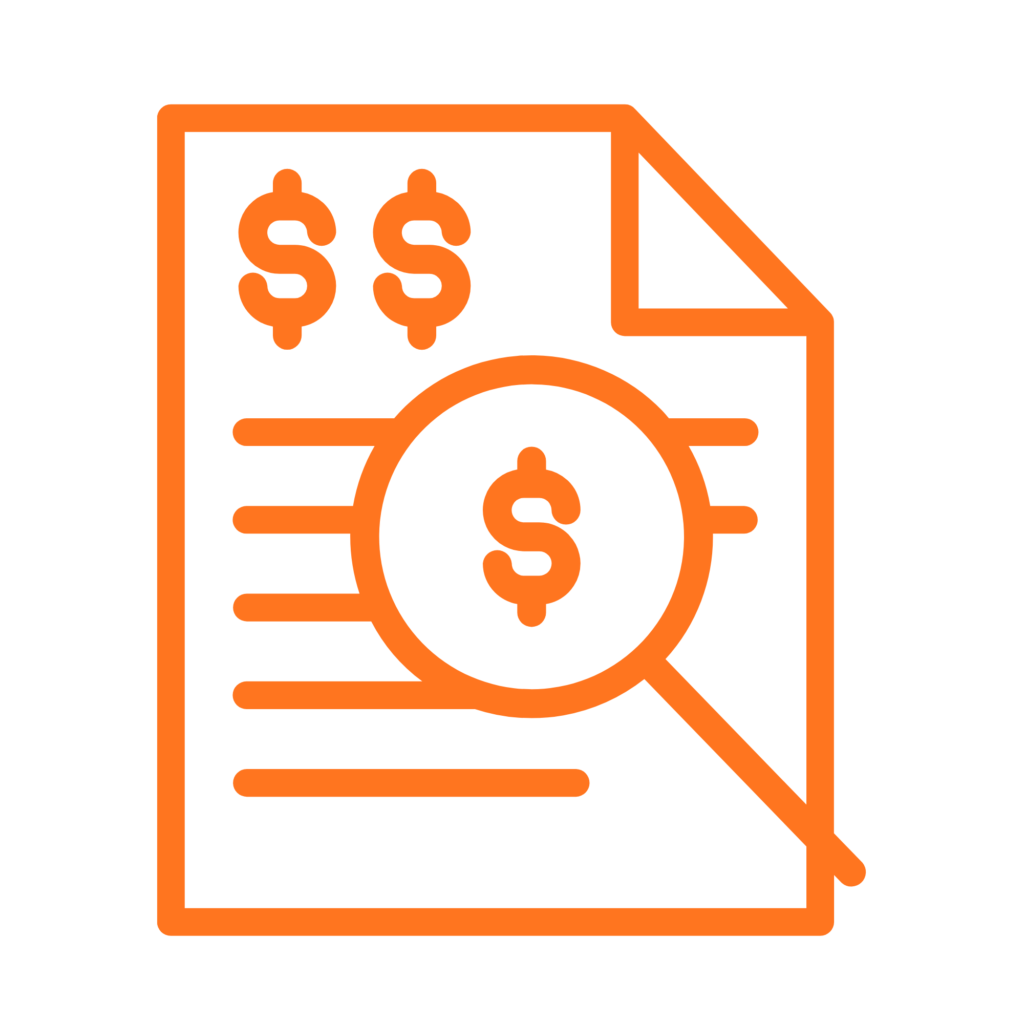 Financial document review icon representing verifiable income for jumbo loan qualification