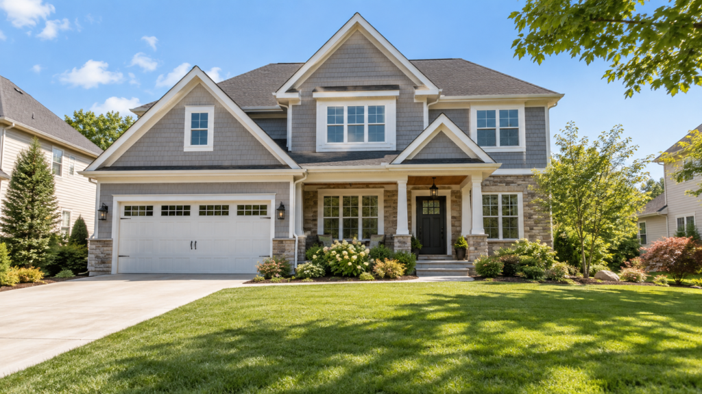 Well-kept single-family home representing home price in a mortgage payment estimate