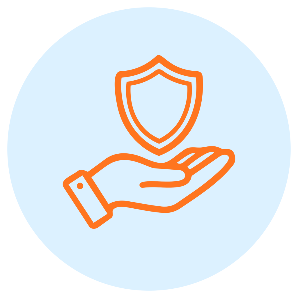 Hand holding shield icon representing mortgage insurance