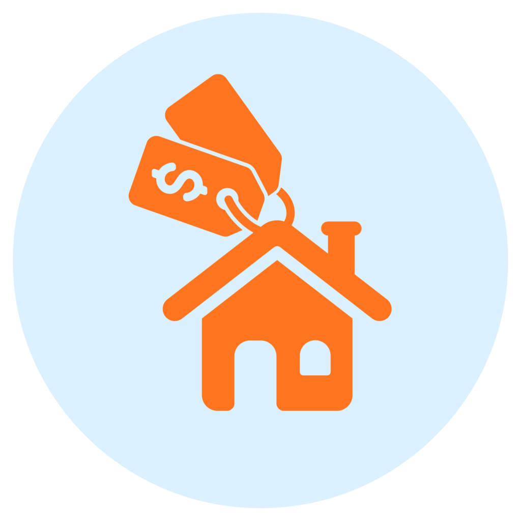 House with price tag icon representing principal and interest in a mortgage payment
