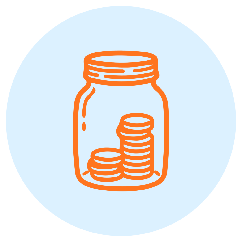 Jar with coins icon representing property taxes in a mortgage payment