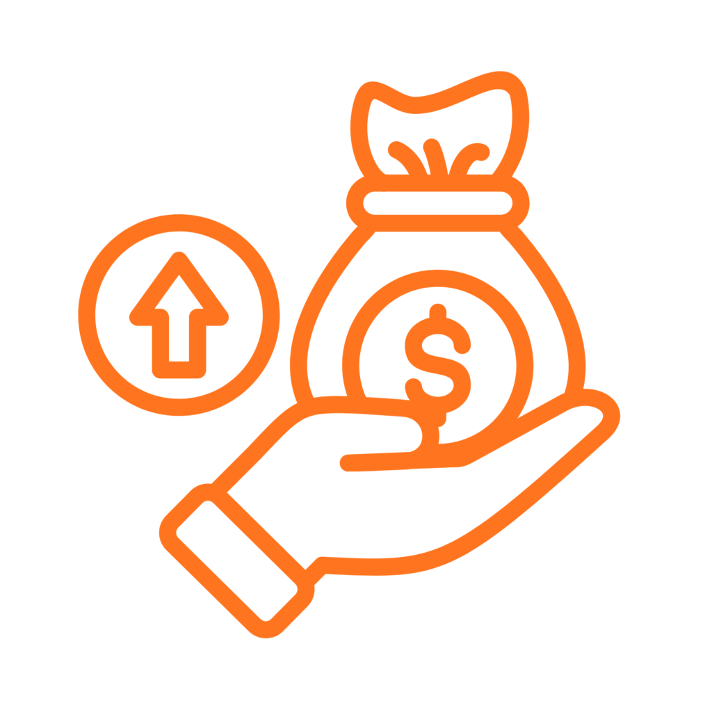 Hand holding money bag icon representing reverse mortgage payout options.